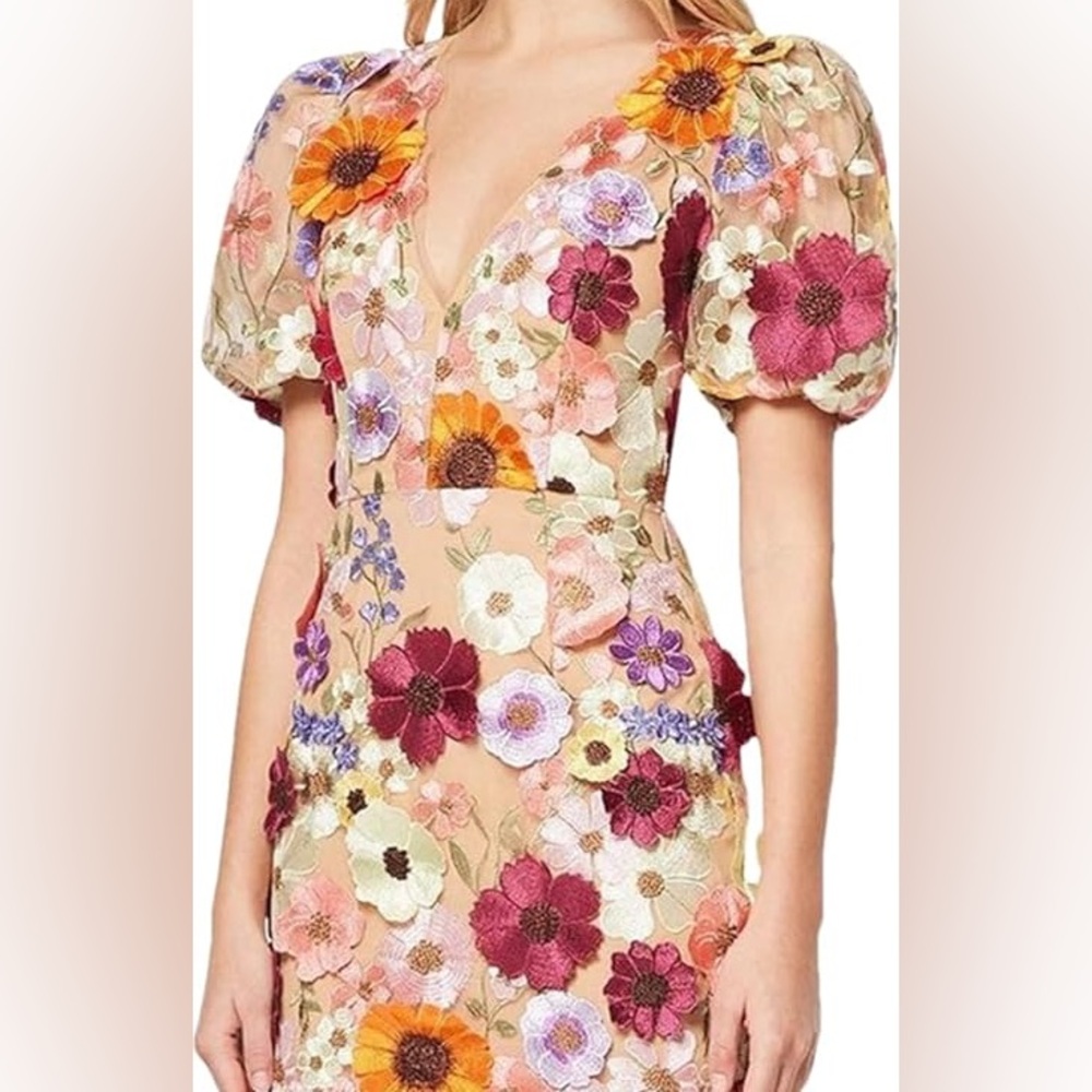 Beautiful 3D multicolor floral appliqué dress - Picture 14 of 15